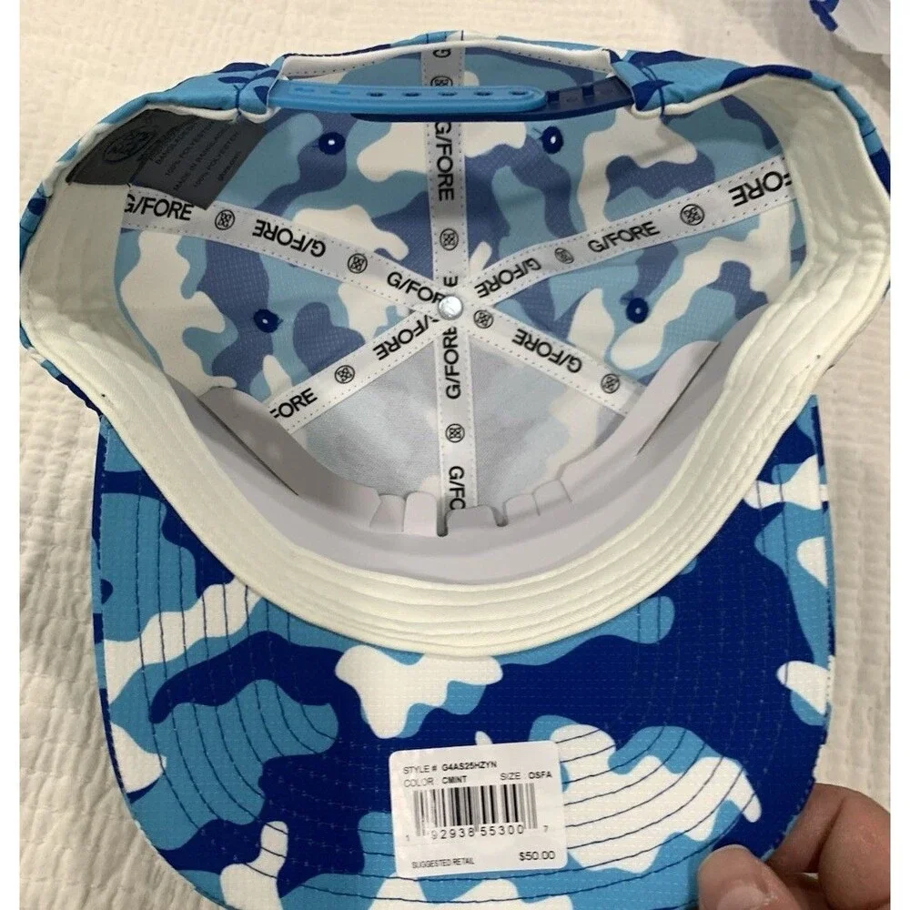 G/Fore Limited Edition Zyn Cool Mint Blue White Camo Snapback Golf Hat OSFA NWT